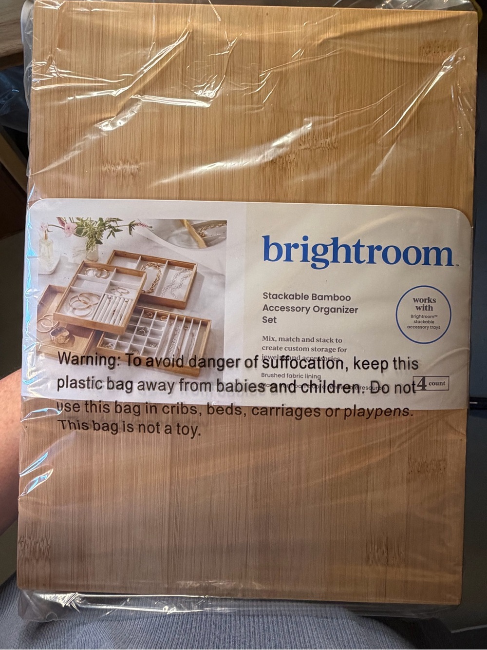 Brightroom Stackable Bamboo Accessory Organizer Set - Natural